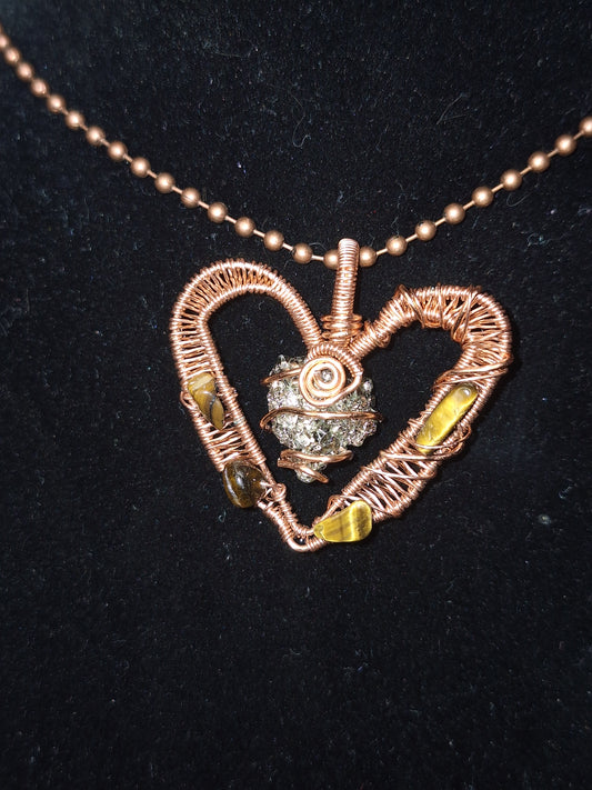 Pyrite Tigers Eye Freestyle Heart